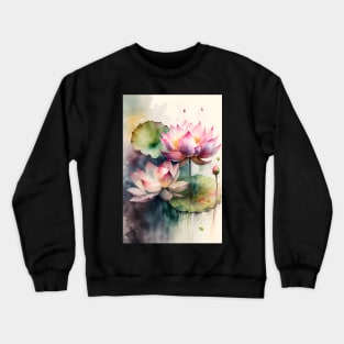 Lotus Watercolor Background Crewneck Sweatshirt